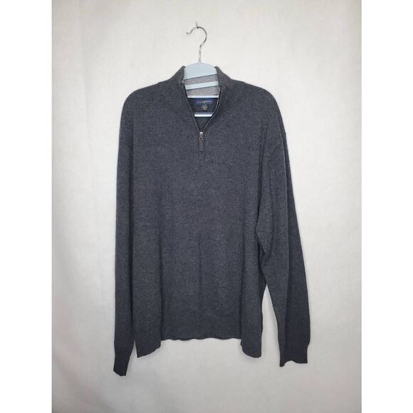 Club Room Estate 100% Cashmere Men's Quarter Zip Pullover Grey Sweater Old Money - Picture 1 of 8
